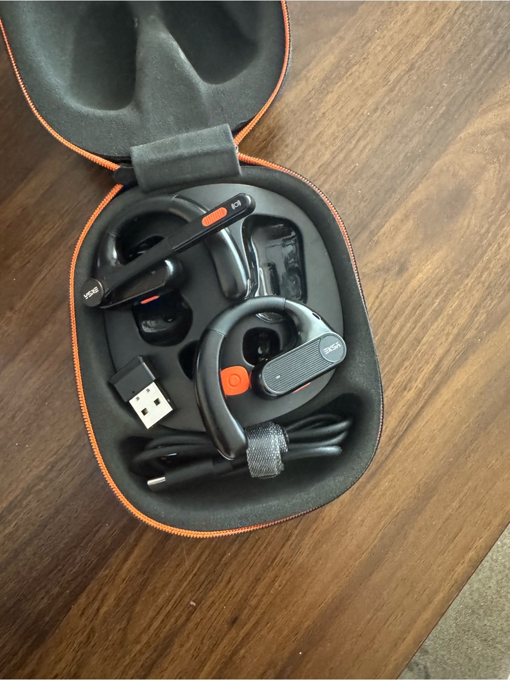 Black On-Ear Headset with Orange Accents - Wireless Bluetooth Earhooks
